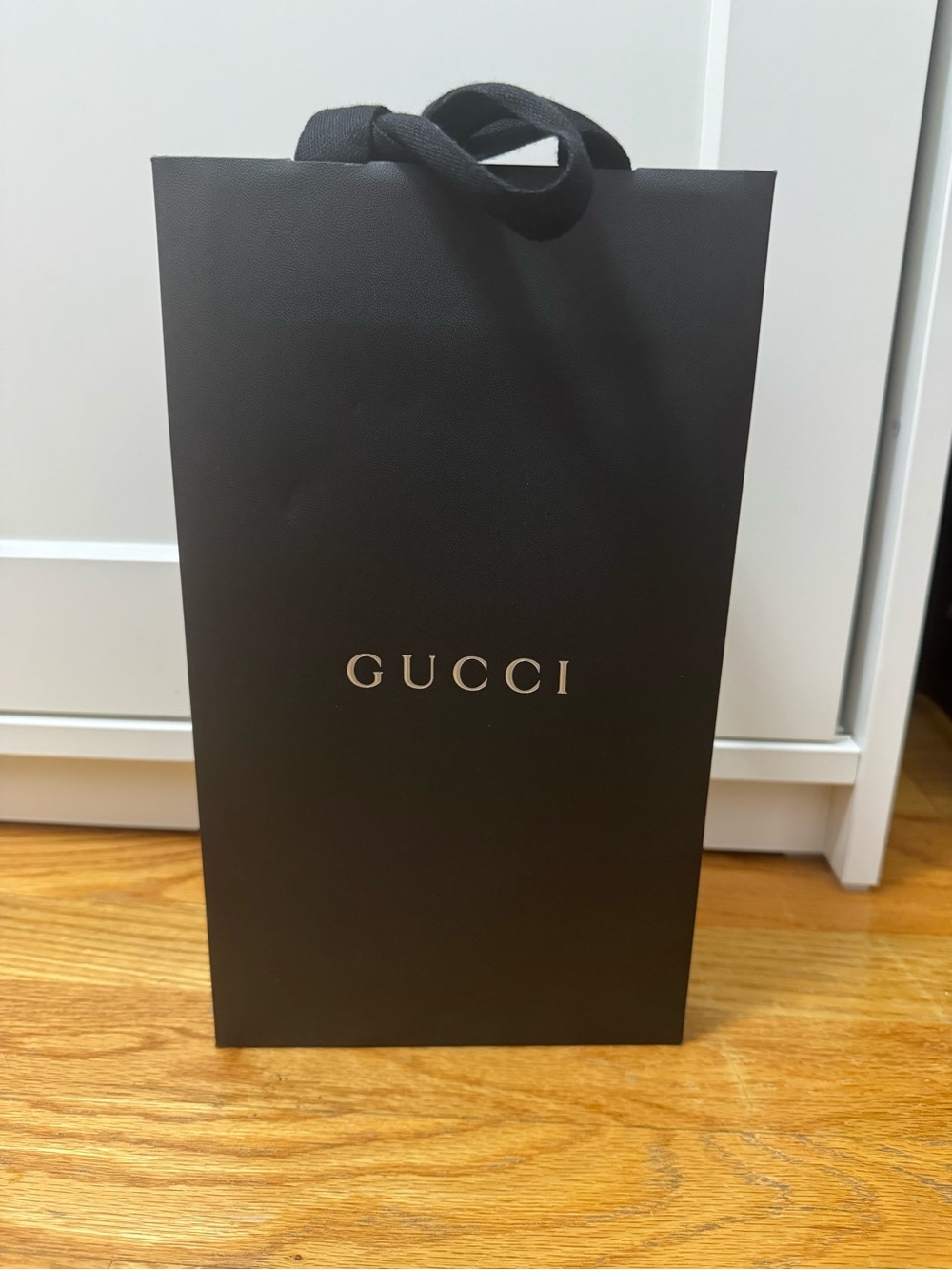 Gucci Black Solid Paper Gift Bag with Ribbon Handles, All Occasions